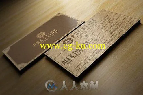 复古牛皮纸风格商务卡片展示PSD模板Retro Kraft Business Card的图片2