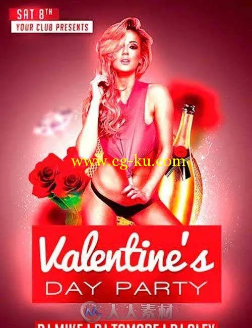 情人节宣传海报第九版PSD模板Valentines Day V9 Club Flyer Template的图片1