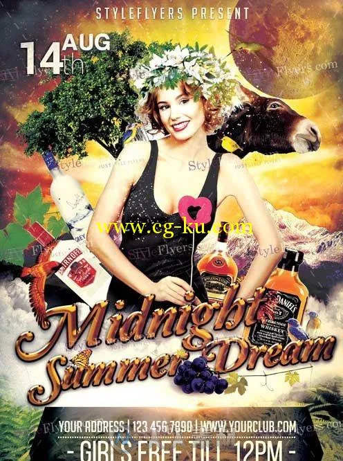 盛夏时节活动宣传海报PSD模板middsummer的图片1