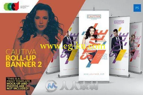 时尚宣传落地广告PSD模板Cautiva Roll-Up Banner 2的图片1