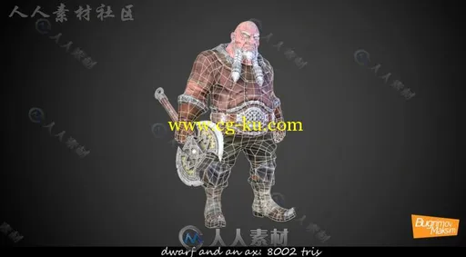 矮人战士幻想人形生物角色模型Unity3D素材资源的图片2