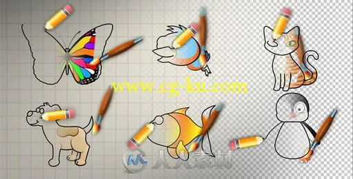 绘制动物卡通画AE模板 Videohive Animal Cartoon Paint 2627570的图片1