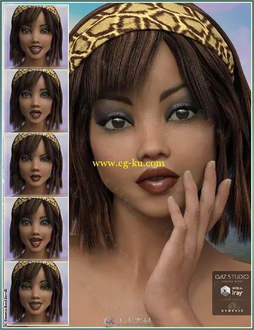 DAZ3D可爱丰富表情女孩3D模型合辑的图片2