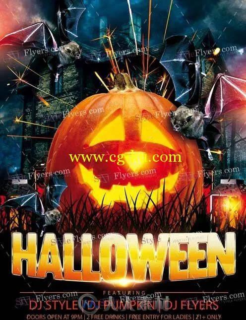 万圣节宣传海报第十五版PSD模板halloween_PSD_Flyer_Template的图片1