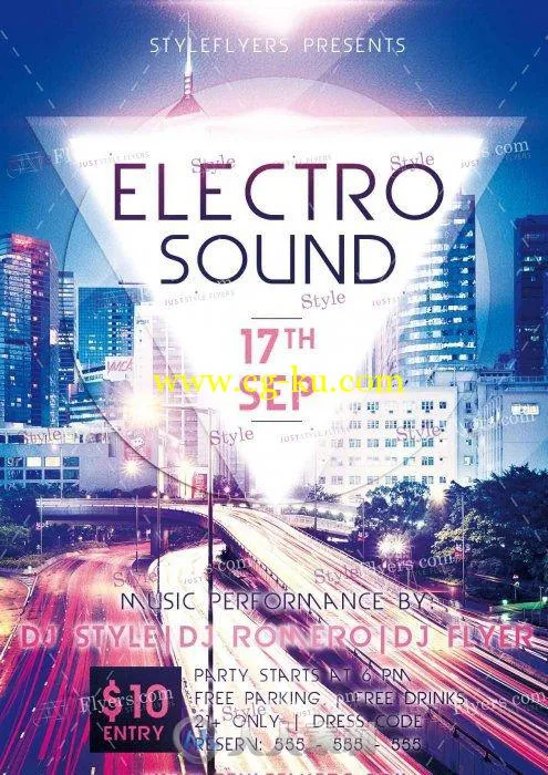 电音派对宣传海报PSD模板Electro_Sound_PSD_Flyer_Template的图片1