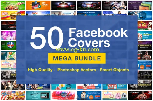 脸书46款封面展示PSD模板50 FB Covers Mega Bundle!的图片1