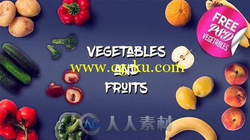 蔬菜水果平面展示PSD模板Fruits_Psd的图片1