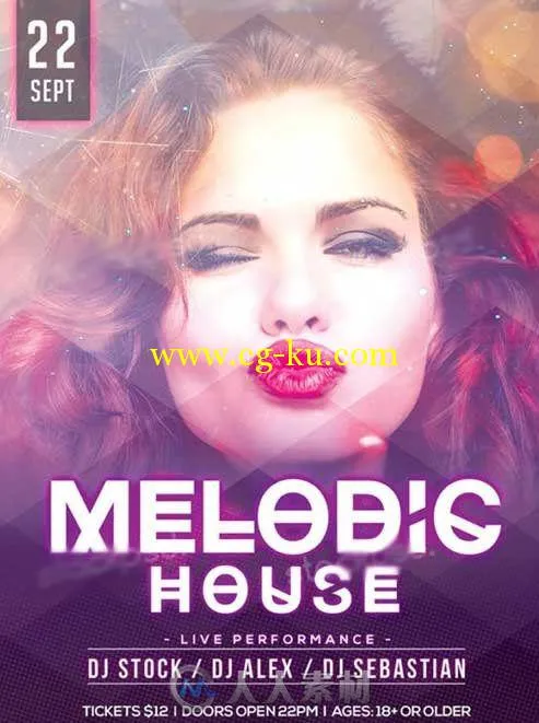 旋律空间宣传海报PSD模板melodic_house_flyer的图片1