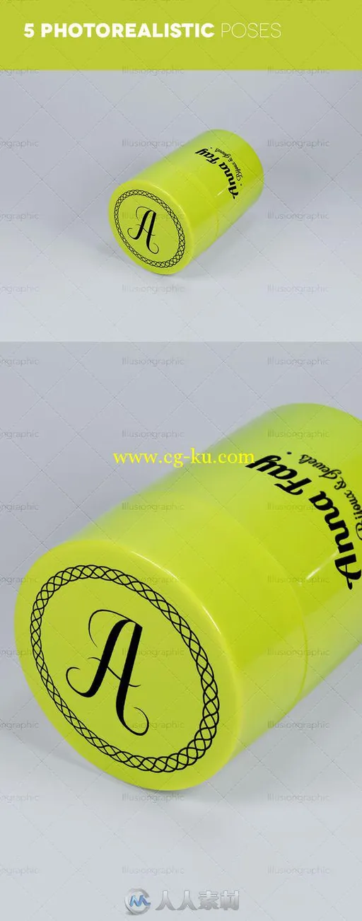 圆柱型盒子展示PSD模板CM - Logo on Cylindrical Box Mockups 353082的图片3