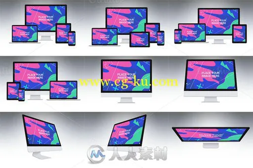 苹果产品组合展示PSD模板iFlat Devices - Mockups的图片2