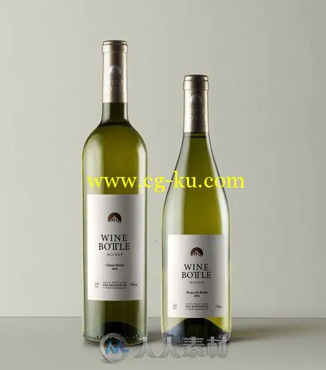 经典白葡萄酒酒瓶包装展示PSD模板Classic-And-Burgundy-White-Wine-Bottle-Mockup的图片1