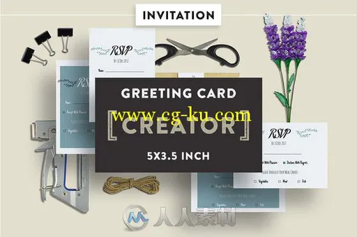 邀请卡平面展示PSD模板Invitation Greeting Card Mockups 5x7的图片2