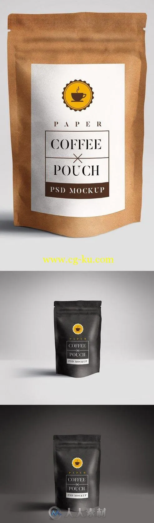 咖啡纸袋包装展示PSD模板Paper-Pouch-Packaging-Mockup的图片1