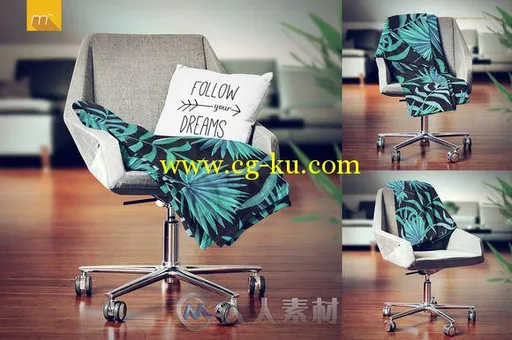 毯子和抱枕展示PSD模板Blanket and Pillow Mock-up的图片2