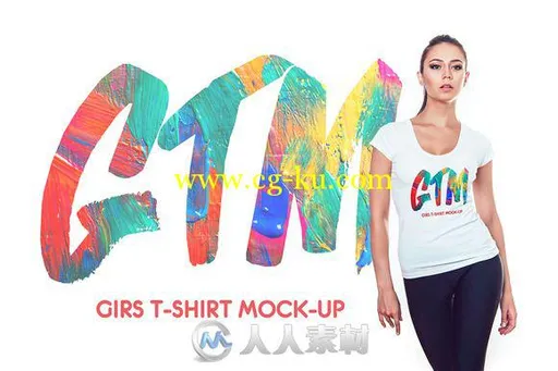 女性白色T恤真人展示PSD模板Women's T-shirts Mock-Up的图片8