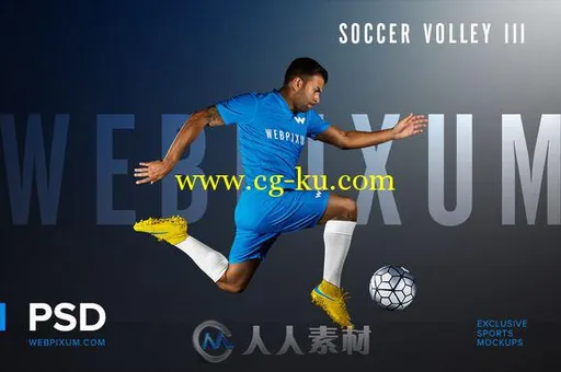 足球射门动作展示PSD模板Soccer_Volley_III_PSD_Mockup_Temp_的图片1