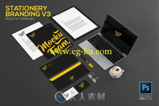 工作物品品牌展示第三版PSD模板Stationery Branding Mock-Up V3的图片2