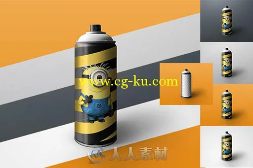 喷漆罐外包装展示PSD模板Spray Can Mock-up tin of paint的图片1