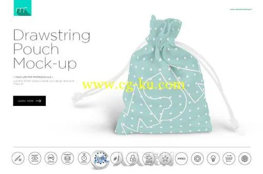 拉绳袋展示PSD模板Drawstring Pouch Mock-up的图片1