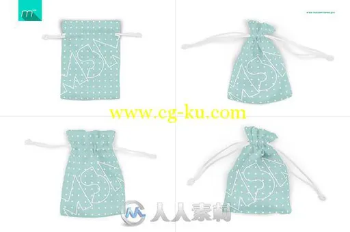 拉绳袋展示PSD模板Drawstring Pouch Mock-up的图片2