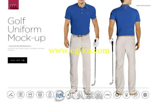 高尔夫男士套装展示PSD模板Golf Uniform Mock-up的图片1