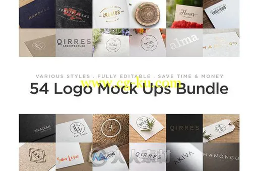 54款文字LOGO合辑展示PSD模板54 Logo Mock Ups - Bundle的图片1