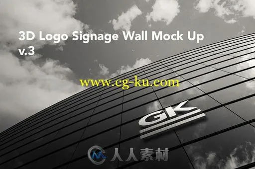 大型LOGO室外展示第三版PSD模板3D_Logo_Signage_Wall_Mock_Up的图片1