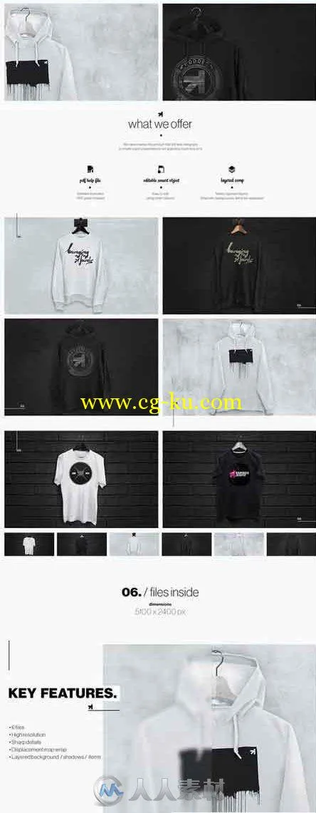 黑白连帽衫展示PSD模板-t-shirt-sweatshirt-hoodie-mockup-set-8YURYM-2016-03-26的图片1