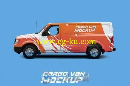 尼桑箱式货车展示PSD模板Cargo Van Mockup的图片1