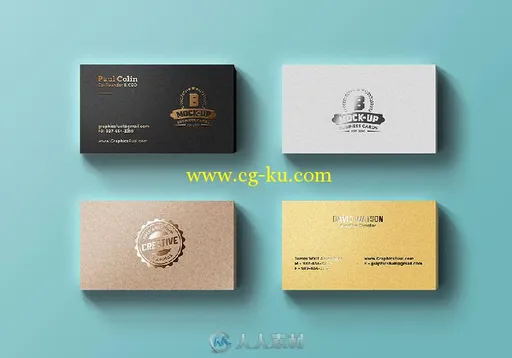 烫金名片展示PSD模板Foil-Business-Cards-Mockups的图片1