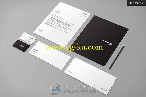 美国尺寸文具展示PSD模板Stationery Mock-up - US Sizes的图片2