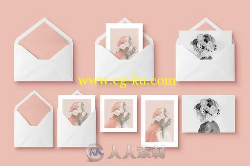 贺卡和信封展示PSD模板Mockup - Greeting Cards & Envelope的图片1