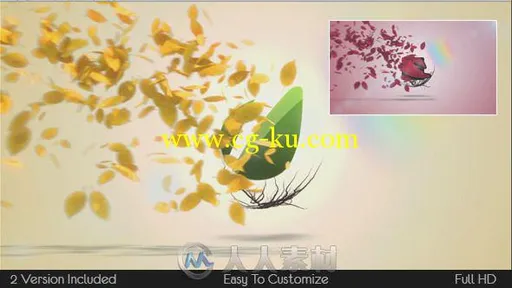 枝叶生长飞散标志显示LOGO演绎AE模板 Videohive Flying Leaves Logo Reveal 5600095的图片1