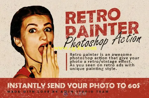 复古印刷特效PS动作Retro Painter - Photoshop Action的图片1