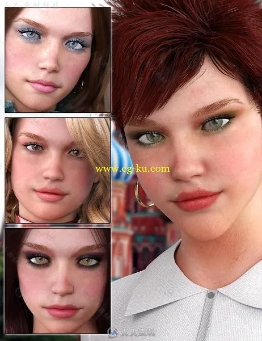 DAZ3D美丽俄罗斯性格女孩3D模型合辑的图片1