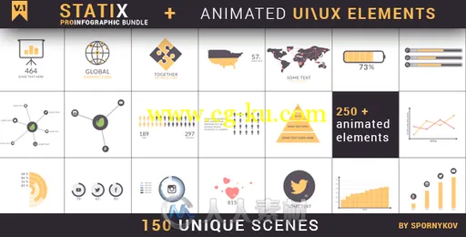 业余体校信息图表包AE模板 Videohive StatiX - ProInfographic Bundle 17899138的图片1