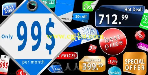 贴纸标签和价格标签集合AE模板 Videohive Collection of Sticker labels Pric...的图片1