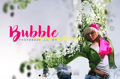 水滴泡泡特效PS动作Bubble Photoshop Action的图片1