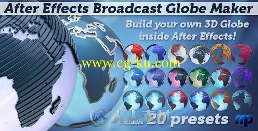 广播3D全球制造商电视栏目AE模板 Videohive Broadcast Globe Maker 1856391的图片1