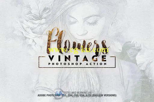 复古风格花儿装饰PS动作Flowers Vintage Photoshop Action的图片1