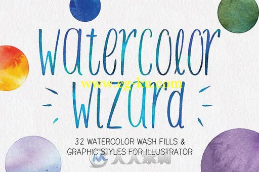 水彩插画AI模板Watercolor_Wizard_Illustrator_Action的图片1