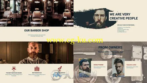 时尚优雅明亮的理发店宣传幻灯片AE模板 Videohive Barber Shop Presentation 1772...的图片1