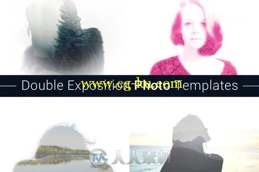 双照片输出特效PS动作Double Exposition Photo Templates的图片1