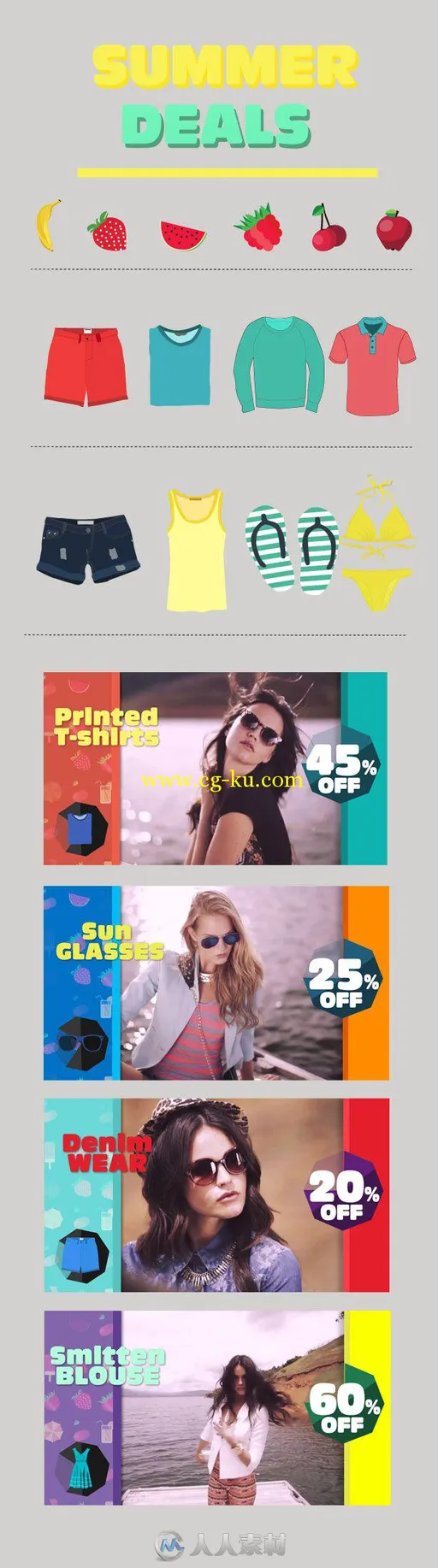 时尚的夏季销售折扣视频产品宣传AE模板 Videohive Hello Summer Sale 8406237的图片1