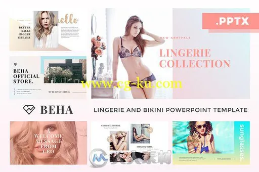 内衣和比基尼主题展示PPT模板Beha Lingerie And Bikini Powerpoint Template的图片1