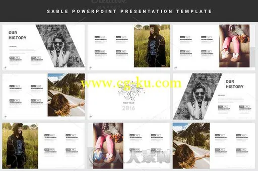黑白主题PPT模板Sable Powerpoint Template的图片5