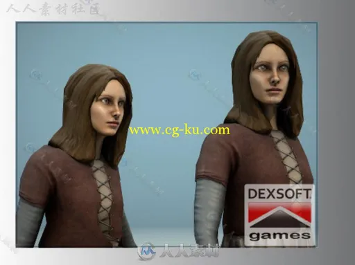 中世纪女孩幻想人形生物角色模型Unity3D素材资源的图片1