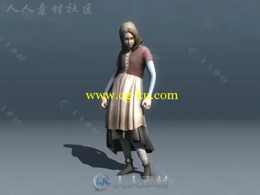 中世纪女孩幻想人形生物角色模型Unity3D素材资源的图片2