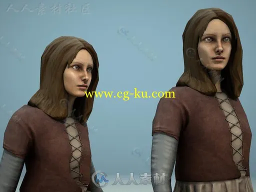 中世纪女孩幻想人形生物角色模型Unity3D素材资源的图片3