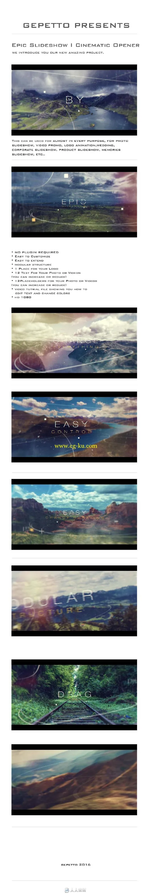 史诗酷炫电影开场幻灯片AE模板Videohive Epic Slideshow Cinematic Opener18443...的图片1